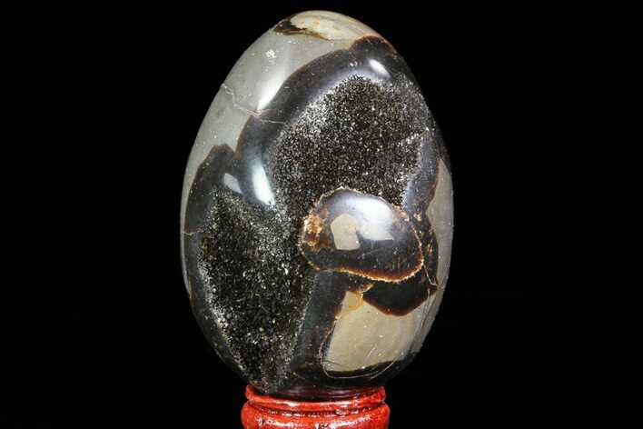 Septarian Dragon Egg Geode - Black Crystals #71885